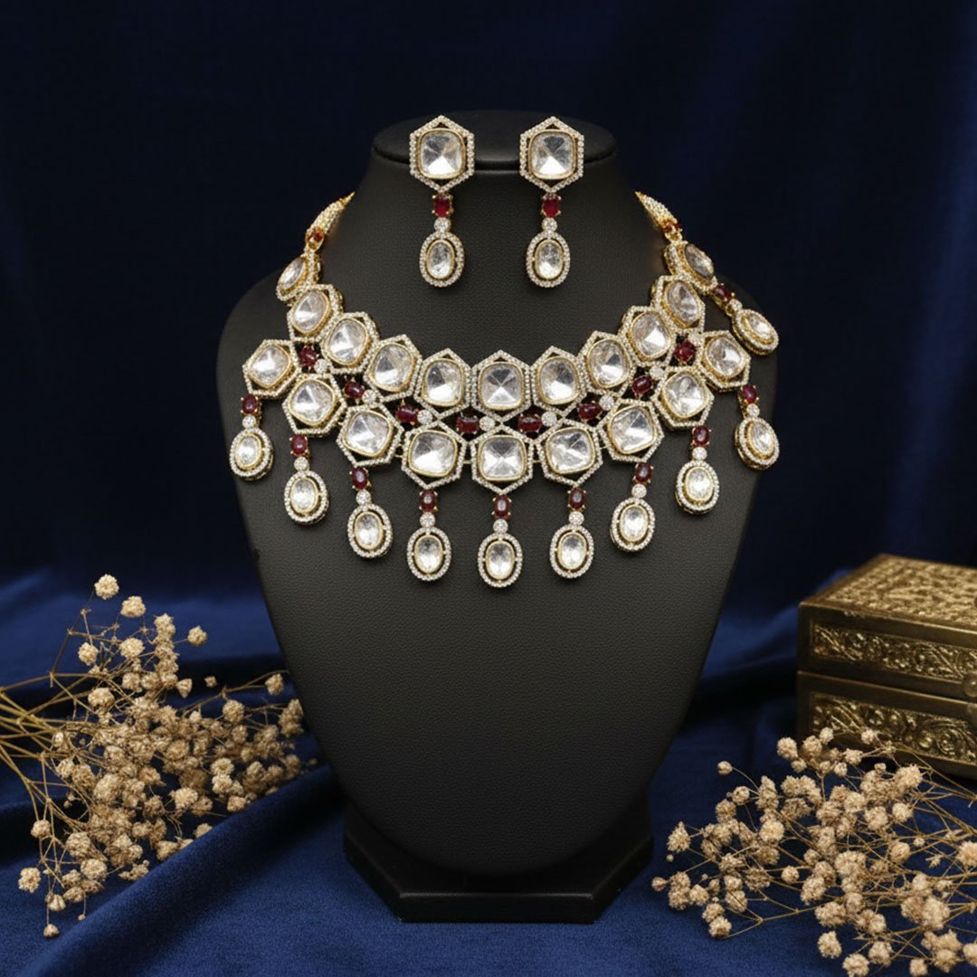 Royal-Polki-Choker-Set-with-Ruby-Accents