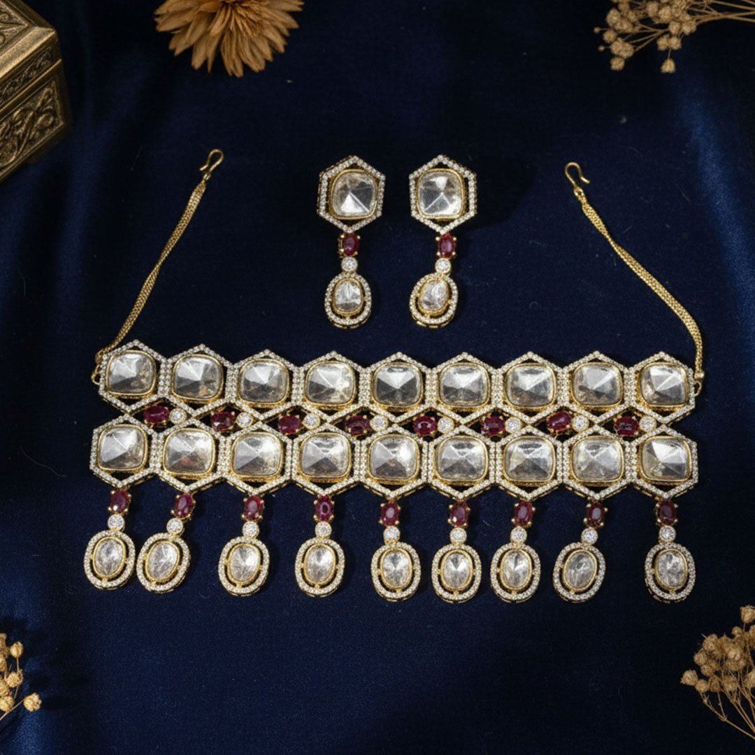 Royal Polki Choker Set with Ruby Accents