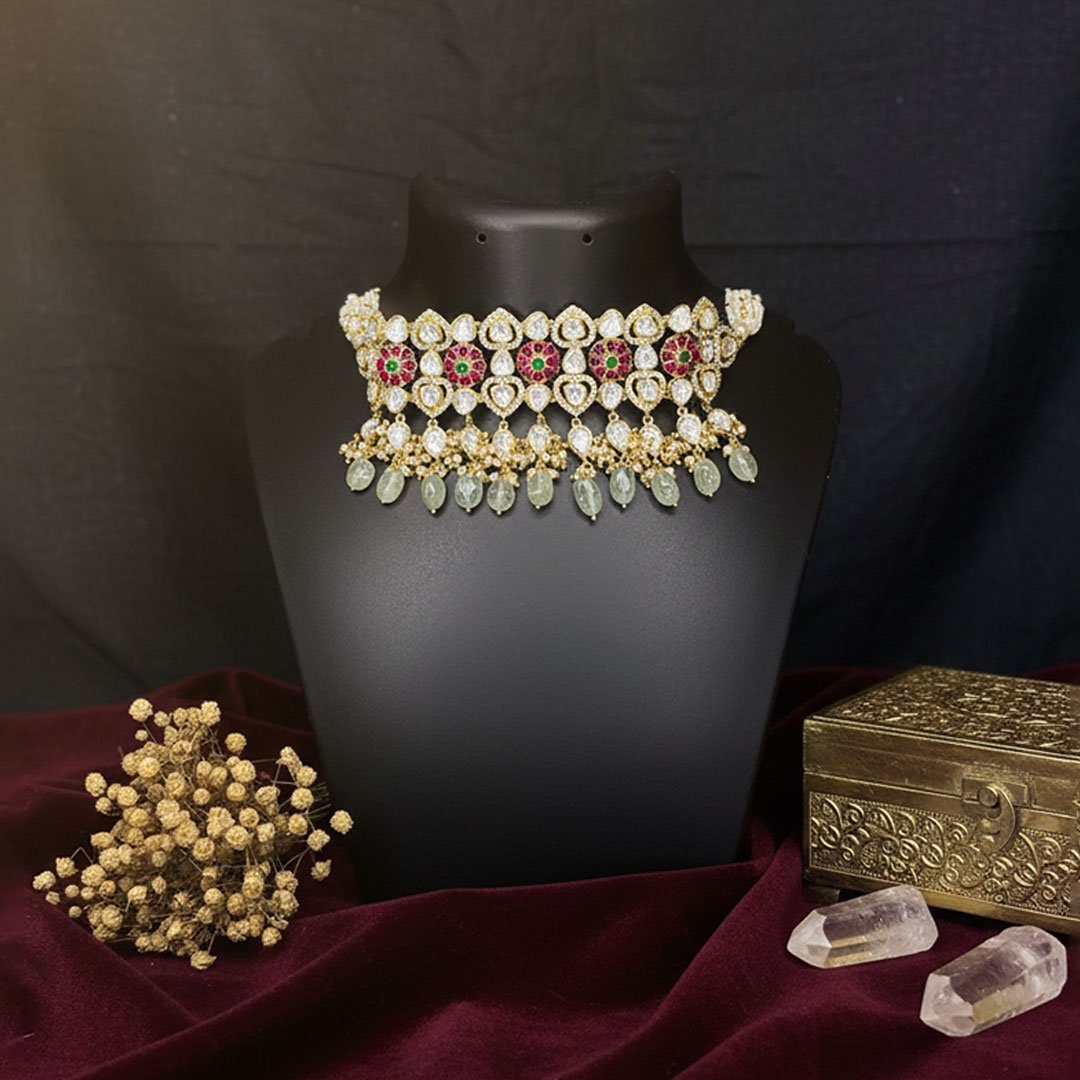 Ruby-Emerald-Petal-Choker