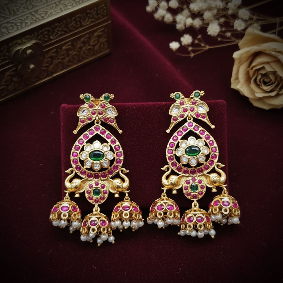 Ruby-Peacock-Jhumkas
