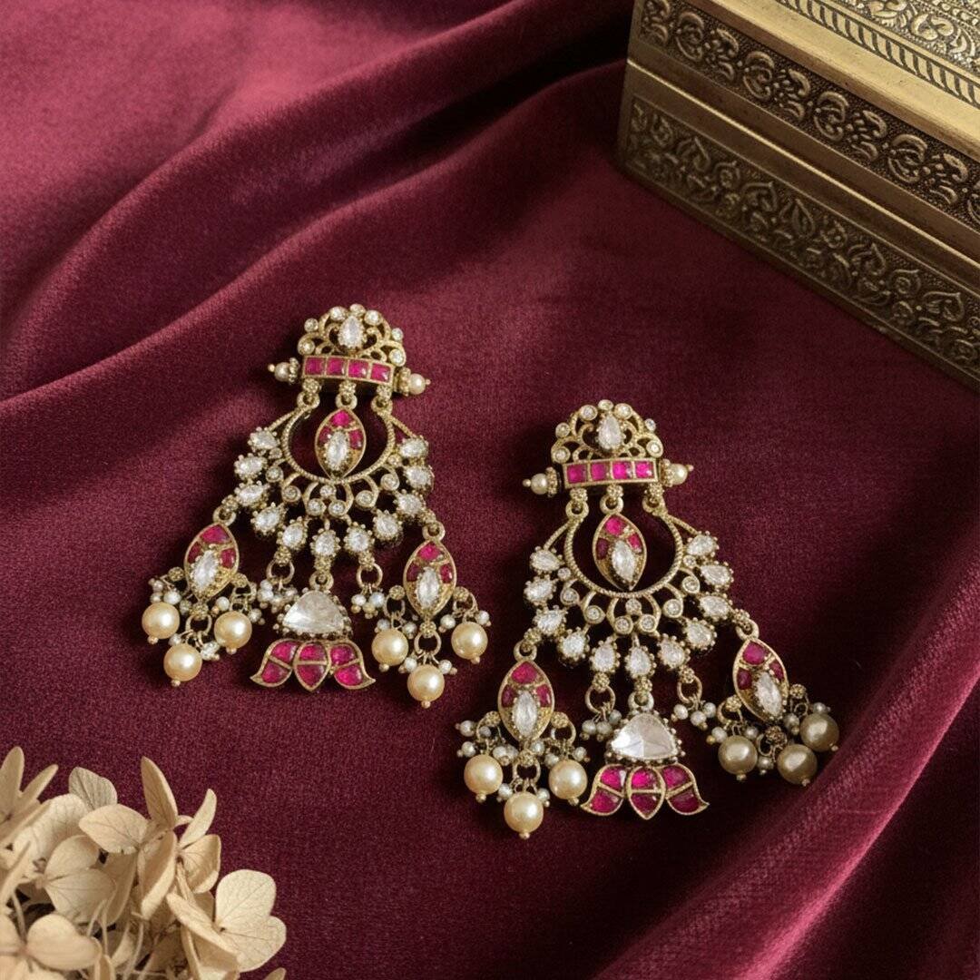 Ruby & Polki Chandelier Drops