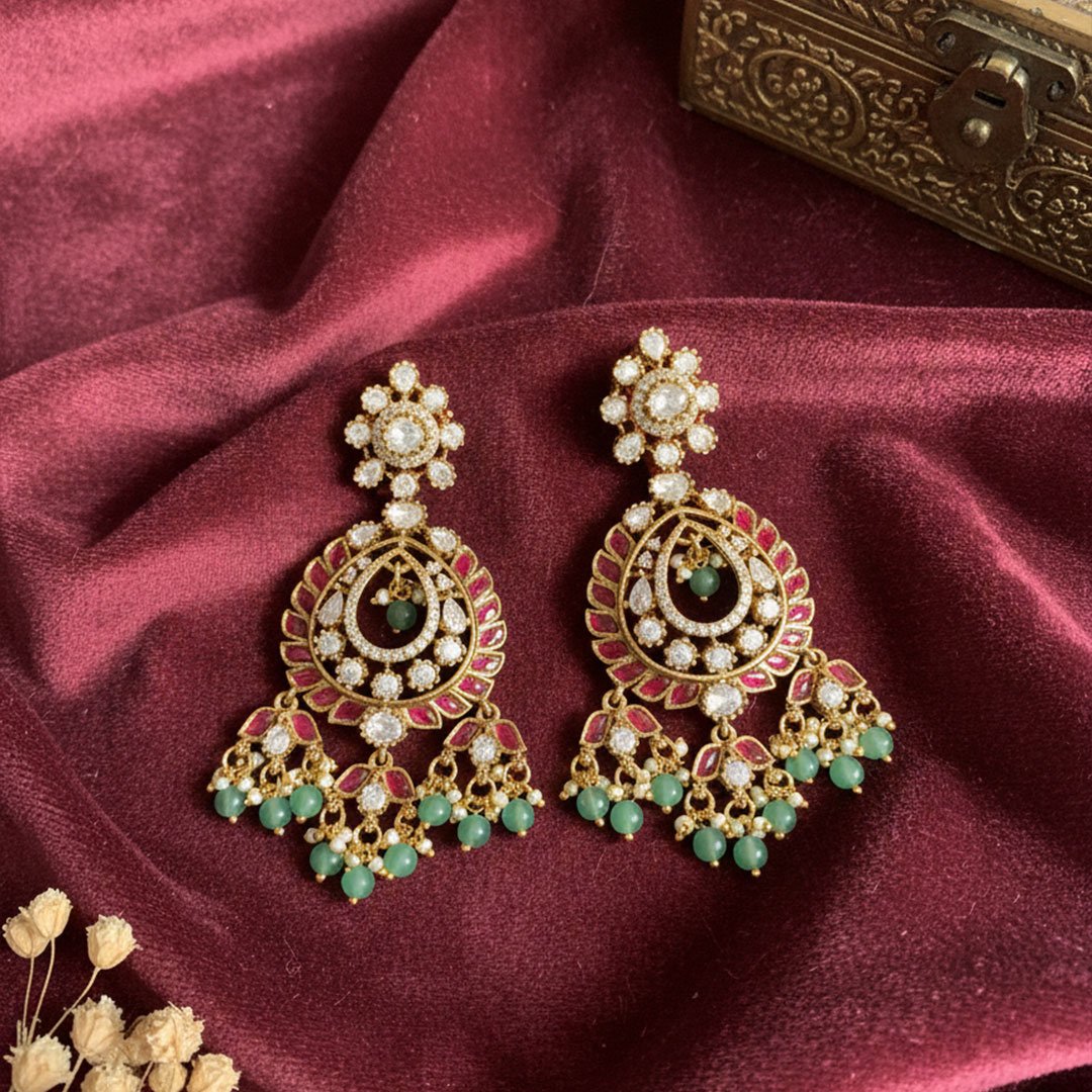 Timeless Green Sparkle Danglers