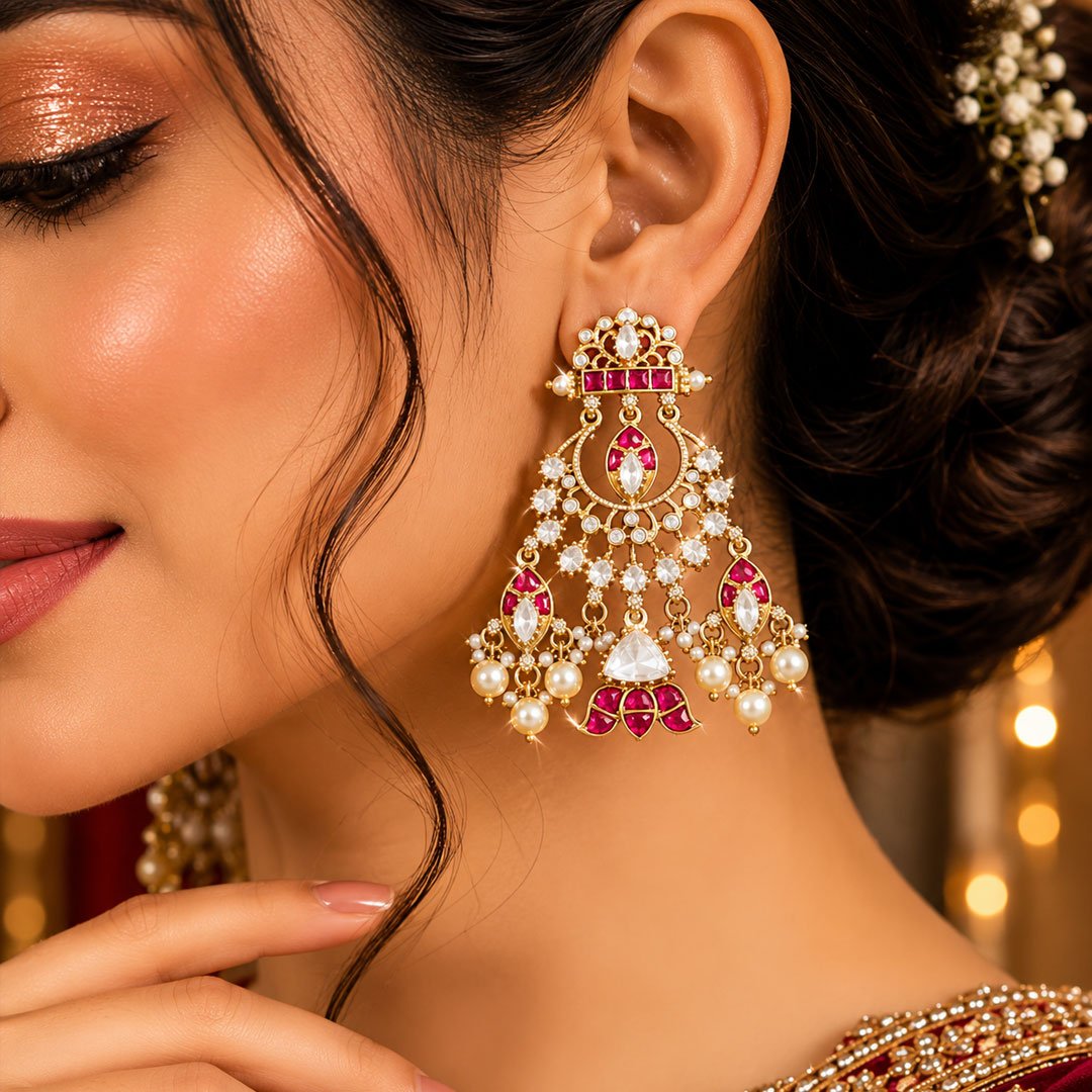 Ruby & Polki Chandelier Drops